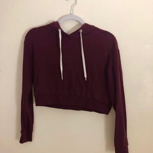 Burgundy Cropped Hoodie